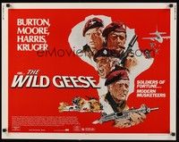 5w331 WILD GEESE 1/2sh '78 cool art of Richard Burton, Roger Moore & Richard Harris!