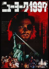 5w463 ESCAPE FROM NEW YORK Japanese '81 John Carpenter, Kurt Russell as Snake over Lady Liberty!