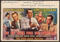 5x415 3 BRAVE MEN Belgian '57 art of Ray Milland, Ernest Borgnine, Frank Lovejoy, Nina Foch!