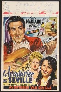 5x418 ADVENTURER OF SEVILLE Belgian '54 great artwork of Luis Mariano with guitar!