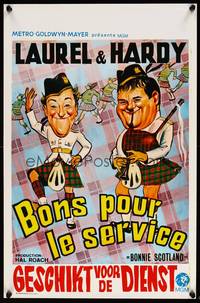 5x453 BONNIE SCOTLAND Belgian R70s wacky artwork of Stan Laurel & Oliver Hardy in kilts!