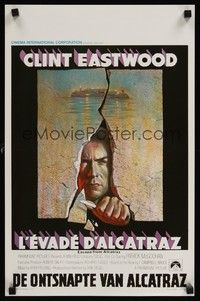 5x514 ESCAPE FROM ALCATRAZ Belgian '79 cool artwork of Clint Eastwood busting out by Lettick!