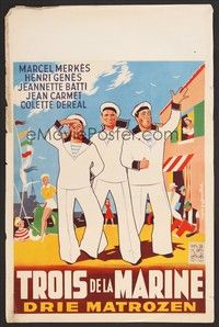 5x719 TROIS DE LA MARINE Belgian '57 colorful Guy Gerard Noel art of sailors on the town!