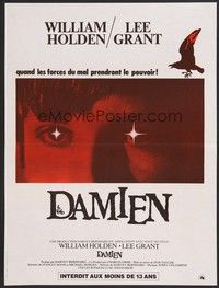 5x250 DAMIEN OMEN II French 15x21 '78 cool art of demonic crow, different close-up image!