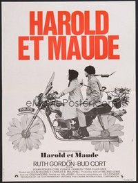 5x279 HAROLD & MAUDE French 15x21 '71 great wacky image of Ruth Gordon & Bud Cort on motorcycle!