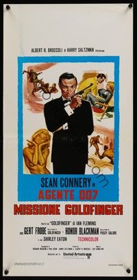 5x077 GOLDFINGER Italian locandina R70s artwork of Sean Connery as James Bond 007!