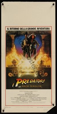 5x097 RAIDERS OF THE LOST ARK Italian locandina 1981 art of adventurer Harrison Ford by Struzan!
