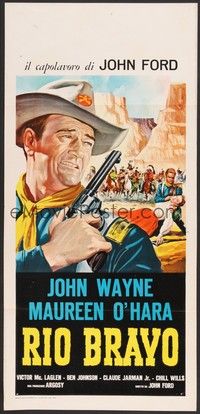 5x100 RIO GRANDE Italian locandina R60s different artwork of John Wayne, directed by John Ford!