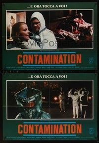 5x031 ALIEN CONTAMINATION 7 Italian photobustas '80 wild sci-fi horror images!