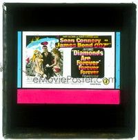 5y178 DIAMONDS ARE FOREVER Aust glass slide '71 art of Sean Connery as James Bond with sexy girls!