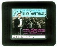 5y171 20 MILLION SWEETHEARTS glass slide '34 lots of girls watch Dick Powell sing into microphone!