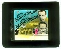 5y172 ARSENE LUPIN glass slide '32 John & Lionel Barrymore in a rare performance together!