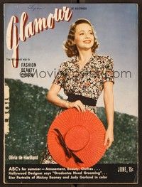 5y065 GLAMOUR magazine June 1940 Olivia De Havilland from Episode!