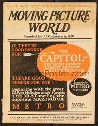 5y038 MOVING PICTURE WORLD exhibitor magazine September 20, 1919 Sessue Hayakawa, ads w/posters!