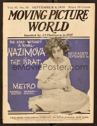 5y036 MOVING PICTURE WORLD exhibitor magazine September 6, 1919 Mutt & Jeff cartoon ad, Nazimova!