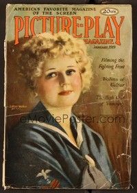 5y134 PICTURE PLAY magazine January 1919 art portrait of Lillian Walker wearing Navy uniform!