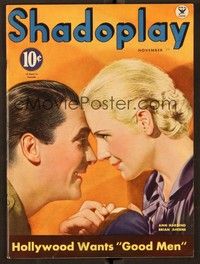 5y058 SHADOPLAY magazine November 1934 romantic close up of Ann Harding & Brian Aherne!