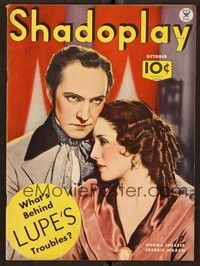 5y057 SHADOPLAY magazine October 1934 romantic close up of Norma Shearer & Fredric March!