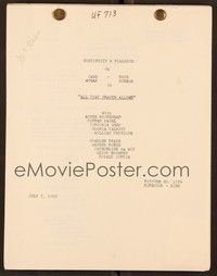5y206 ALL THAT HEAVEN ALLOWS continuity & dialogue script July 7, 1955, screenplay by Peg Fenwick!
