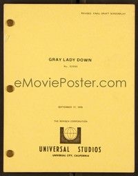 5y225 GRAY LADY DOWN revised final draft script Sept 17, 1976, screenplay by Whittaker & Sackler!