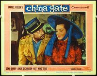 5z203 CHINA GATE LC #4 '57 Samuel Fuller, close up of pretty Angie Dickinson wearing Asian hat!