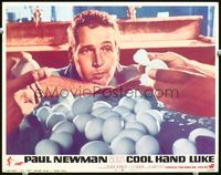 5z219 COOL HAND LUKE LC #8 '67 great close up of Paul Newman in classic egg eating scene!