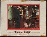 5z260 EAST OF EDEN LC #6 '55 James Dean watches happy Raymond Massey & Julie Harris at party!