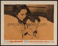 5z298 GIANT LC #3 R63 close up of Rock Hudson nuzzling Elizabeth Taylor's hand on train!