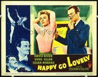 5z321 HAPPY GO LOVELY LC #3 '51 close up of puzzled David Niven & sexy Vera-Ellen!