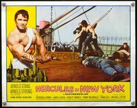 5z332 HERCULES IN NEW YORK LC '70 barechested Arnold Schwarzenegger fighting men on ship!