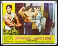 5z333 HERCULES IN NEW YORK LC '70 barechested Arnold Schwarzenegger posing by movie poster!