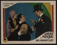 5z339 HIS PRIVATE LIFE LC '28 great close up of dapper Adolphe Menjou wearing top hat!