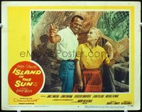 5z363 ISLAND IN THE SUN LC #6 '57 close up of Joan Fontaine & Harry Belafonte!