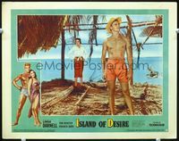5z365 ISLAND OF DESIRE LC #2 '52 full-length sexy Linda Darnell & barechested Tab Hunter!