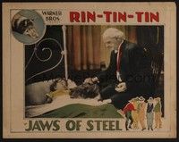 5z368 JAWS OF STEEL LC '27 great image of Rin Tin Tin sadly laying with young girl in bed!
