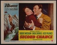5z501 SECOND CHANCE LC #1 '53 close up of crazy Jack Palance grabbing Linda Darnell!
