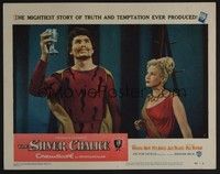 5z510 SILVER CHALICE LC #5 '55 Virginia Mayo watches wild-eyed Jack Palance with upraised goblet!