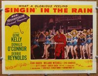 5z513 SINGIN' IN THE RAIN LC #6 '52 Gene Kelly dancing in baggy pants costume w/8 sexy girls