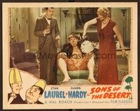 5z531 SONS OF THE DESERT LC R45 Stan Laurel watches Oliver Hardy fake illness with his wife!
