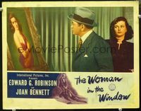 5z605 WOMAN IN THE WINDOW LC '44 Fritz Lang, Edward G. Robinson & Joan Bennett admire her portrait
