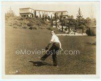 6a083 BUSTER KEATON candid 8x10 still '20s great image throwing baseball by his palatial estate!