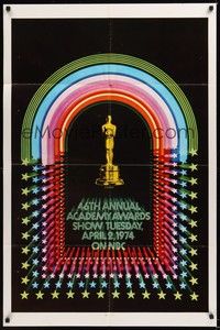 6c014 46TH ANNUAL ACADEMY AWARDS TV 1sh '74 Oscar statuette!