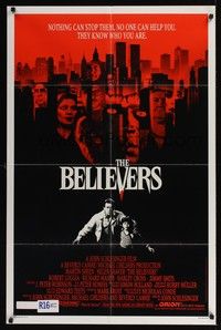 6c083 BELIEVERS 1sh '87 Martin Sheen, Robert Loggia, nothing can stop them, cool image of skyline!