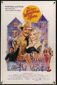 6c086 BEST LITTLE WHOREHOUSE IN TEXAS 1sh '82 art of Burt Reynolds & Dolly Parton by Gouzee!