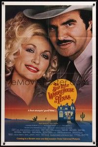 6c087 BEST LITTLE WHOREHOUSE IN TEXAS advance 1sh '82 close-up of Burt Reynolds & Dolly Parton!