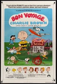 6c109 BON VOYAGE CHARLIE BROWN 1sh '80 Peanuts, Snoopy, Charles M. Schulz art!