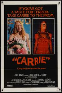 6c143 CARRIE 1sh '76 Stephen King, Sissy Spacek before and after her bloodbath at the prom!