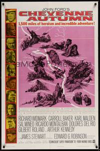 6c155 CHEYENNE AUTUMN 1sh '64 John Ford directed, 1,500 miles of heroism and incredible adventure!