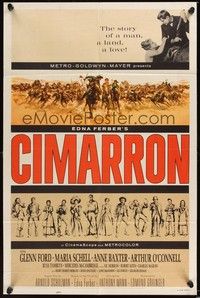 6c161 CIMARRON style A 1sh '60 directed by Anthony Mann, Glenn Ford, Maria Schell, cool artwork!