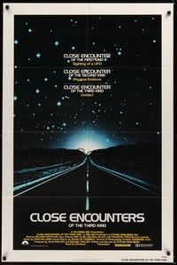 6c167 CLOSE ENCOUNTERS OF THE THIRD KIND white border 1sh '77 Steven Spielberg sci-fi classic!